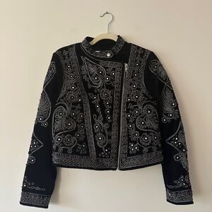Free People Black Embroidered Jacket